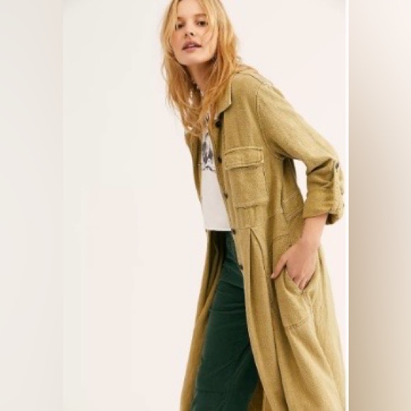 Free People Jackets & Blazers - Free People Rainz Duster marsh green XS